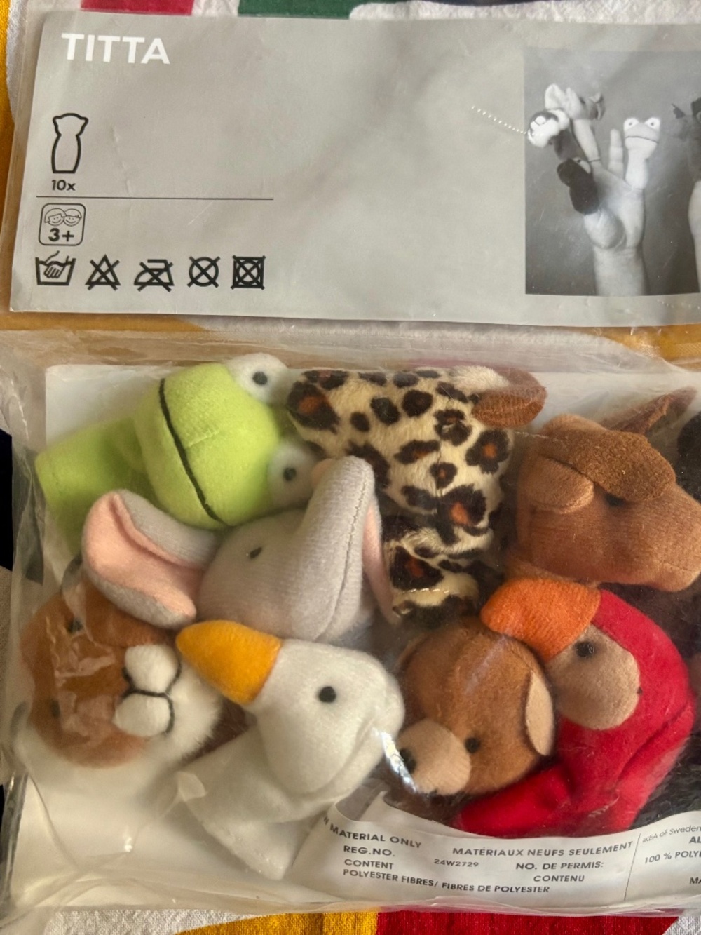 2003 IKEA TITTA 10 Animal Finger Puppets, designed by Anna Efverlund
